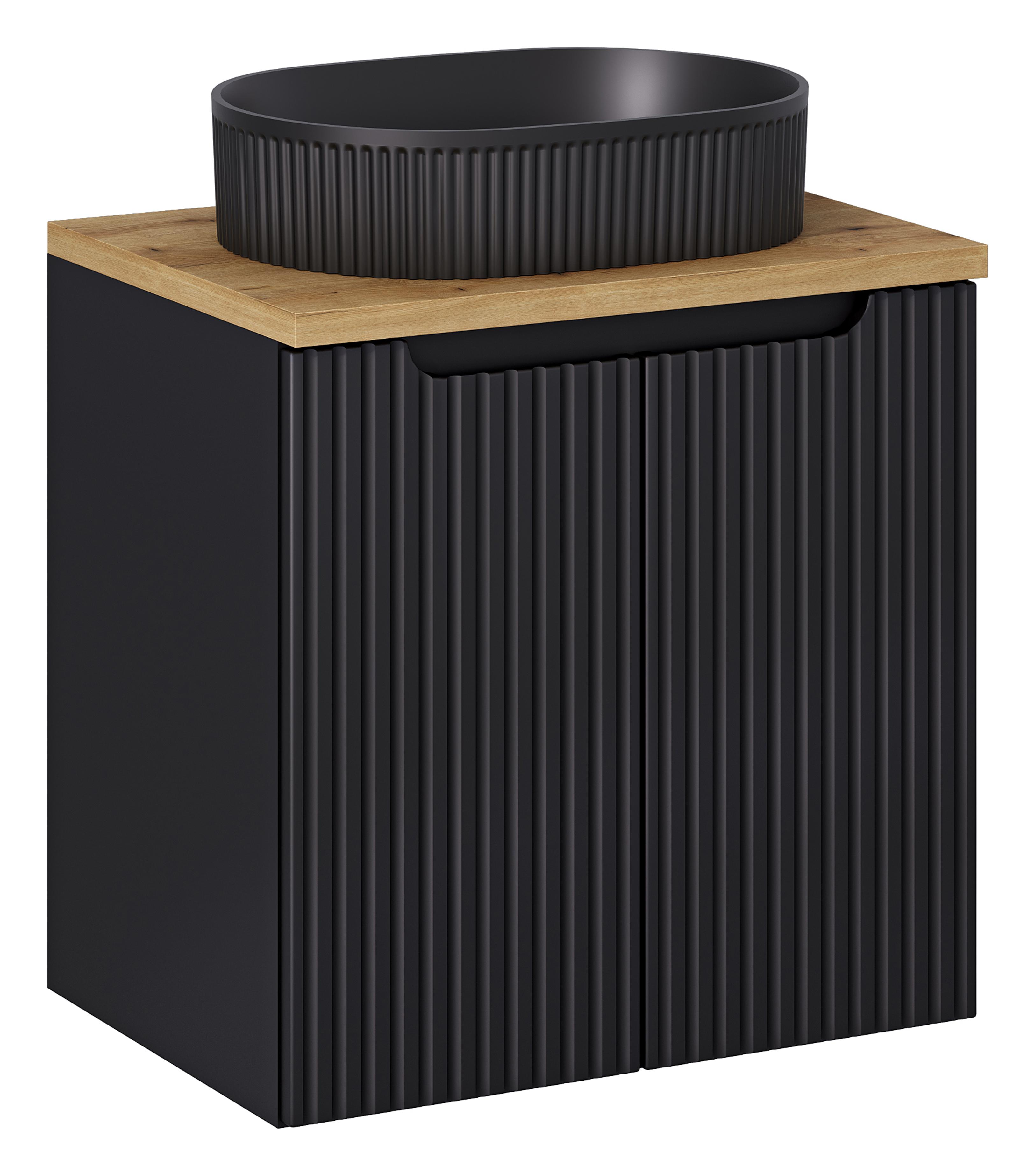 Comad Koupelnová skříňka s deskovým umyvadlem Nova Black 60 černá/dub coast evoke