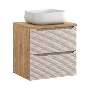 Comad Koupelnová skříňka s deskovým umyvadlem Ocean Beige 60 béžová/dub olejovaný