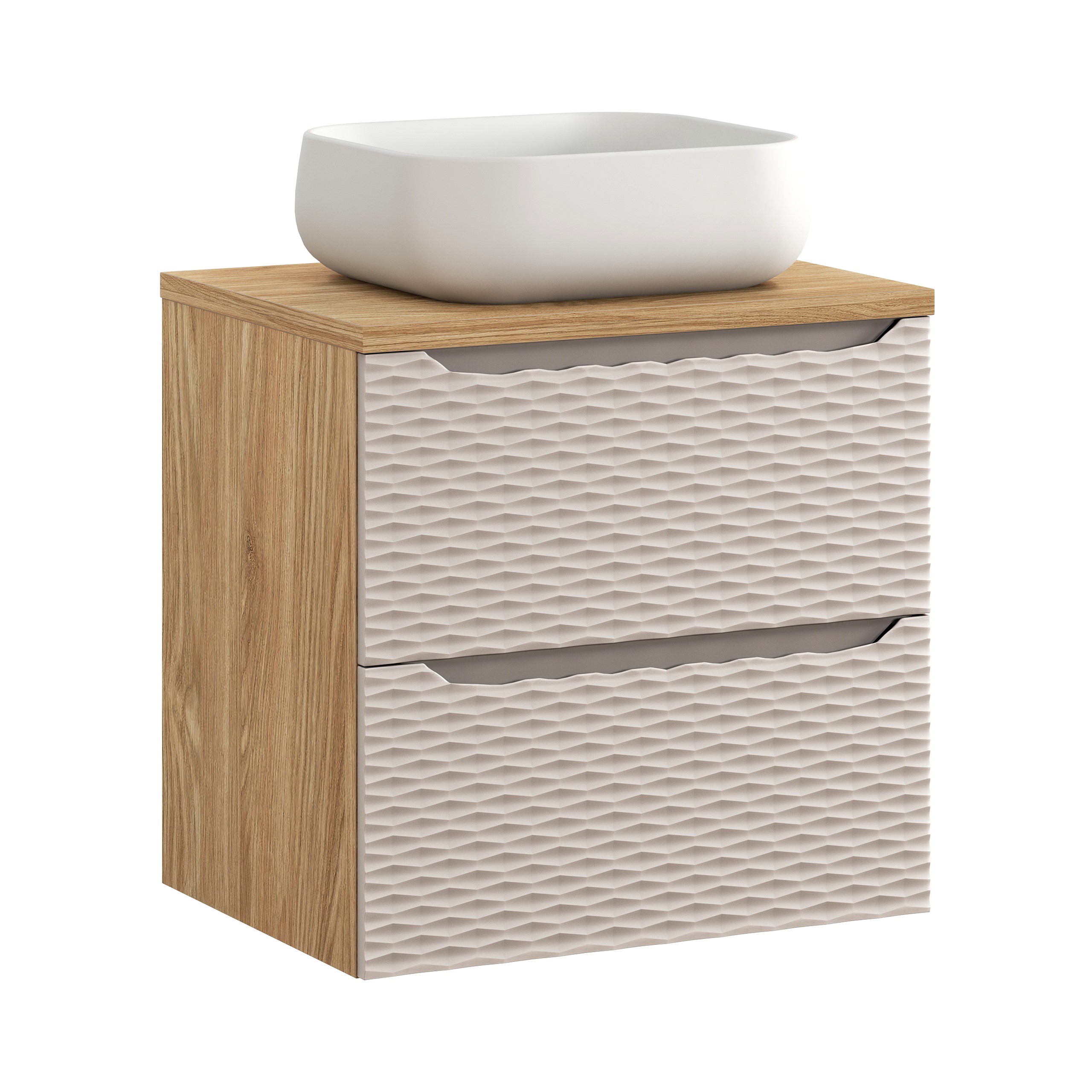 Comad Koupelnová skříňka s deskovým umyvadlem Ocean Beige 60 béžová/dub olejovaný