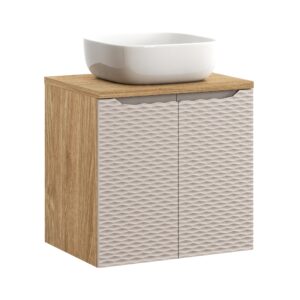 Comad Koupelnová skříňka s deskovým umyvadlem Ocean Beige II. 60 béžová/dub olejovaný