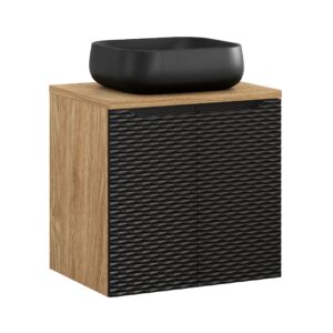 Comad Koupelnová skříňka s deskovým umyvadlem set Luxor Black 60 černá/dub olejovaný