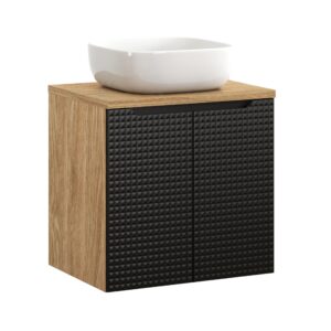 Comad Koupelnová skříňka s deskovým umyvadlem set Luxor Black II. 60 černá/dub olejovaný