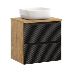 Comad Koupelnová skříňka s deskovým umyvadlem set Luxor Black II. 60 černá/dub olejovaný