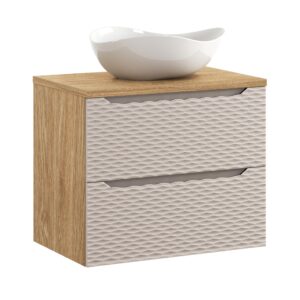 Comad Koupelnová skříňka s deskovým umyvadlem set Ocean Beige 70 béžová/dub olejovaný