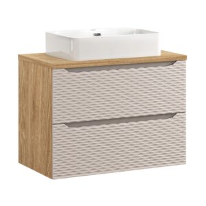 Comad Koupelnová skříňka s deskovým umyvadlem set Ocean Beige 80 béžová/dub olejovaný