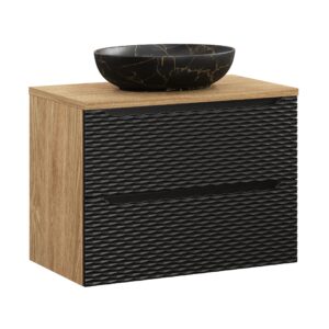 Comad Koupelnová skříňka s deskovým umyvadlem set Ocean Beige 80 černá/dub olejovaný