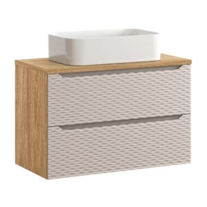 Comad Koupelnová skříňka s deskovým umyvadlem set Ocean Beige 90 béžová/dub olejovaný
