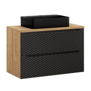 Comad Koupelnová skříňka s deskovým umyvadlem set Ocean Beige 90 černá/dub olejovaný