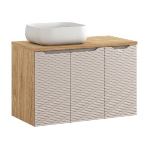 Comad Koupelnová skříňka s deskovým umyvadlem set Ocean Beige II. 90 béžová/dub olejovaný