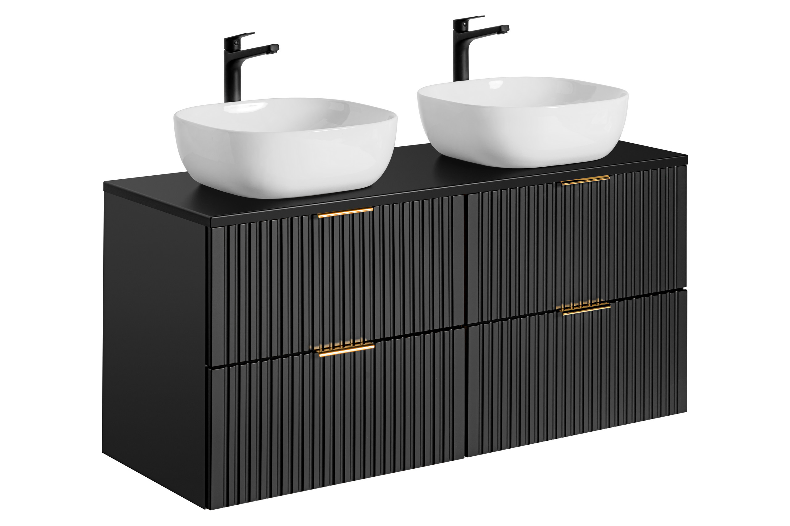 Comad Koupelnová skříňka s deskovými umyvadly set Adel Black 120 černá mat