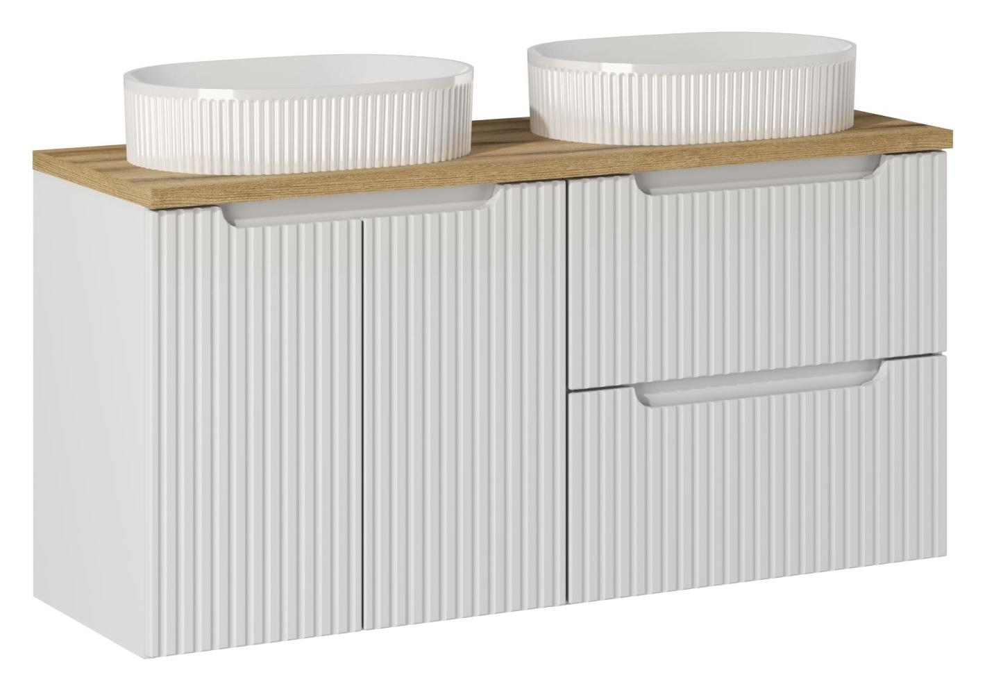 Comad Koupelnová skříňka s deskovými umyvadly set Nova White 120 bílá/dub coast evoke