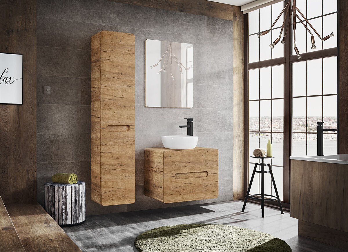 Comad Koupelnová závěsná skříňka univerzální Aruba 828 2S dub craft zlatý - Obrázek 2