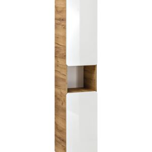 Comad Koupelnová závěsná skříňka vysoká Aruba 800 2D dub craft zlatý/bílý lesk