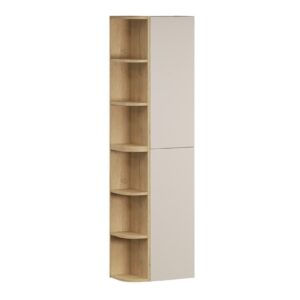 Comad Závěsná horní vysoká koupelnová skříňka Dalia Cashmere 45 cm kašmírová/dub cremona