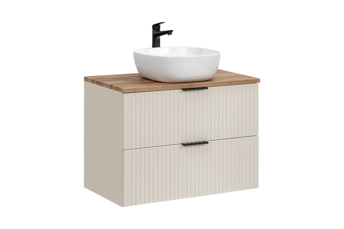 Comad Závěsná skříňka Adele Cashmere Smile s deskou a umyvadlem 80 cm kašmír/dub wotan