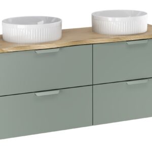 Comad Závěsná skříňka Aster Nature Beyond s deskou a umyvadly 120 cm zelená/dub cremona