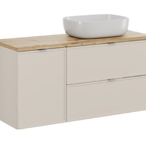 Comad Závěsná skříňka Bella Cashmere s deskou a umyvadlem 120 cm kašmír/dub Artisan