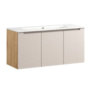 Comad Závěsná skříňka Luxor Beige Sky se zápustným umyvadlem 120 cm béžová/dub olejovaný