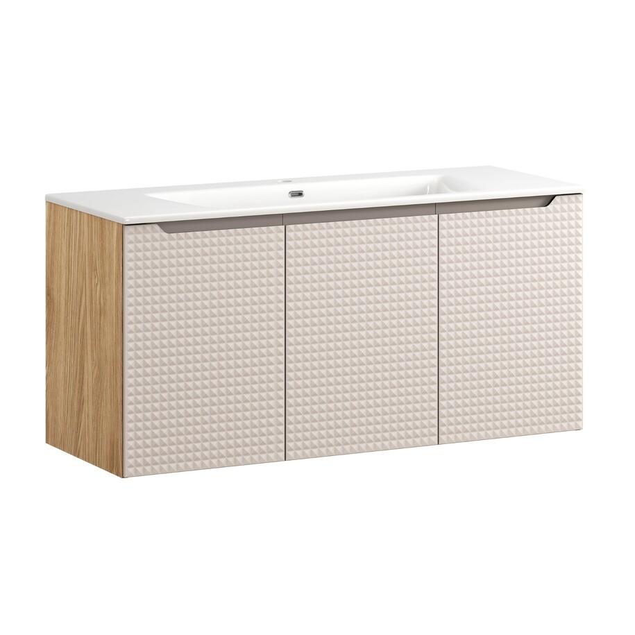 Comad Závěsná skříňka Luxor Beige Sky se zápustným umyvadlem 120 cm béžová/dub olejovaný