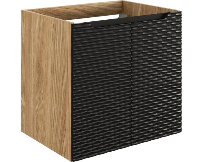 Comad Závěsná skříňka Ocean Sky II se zápustným umyvadlem 60 cm černá/dub olejovaný - Obrázek 2