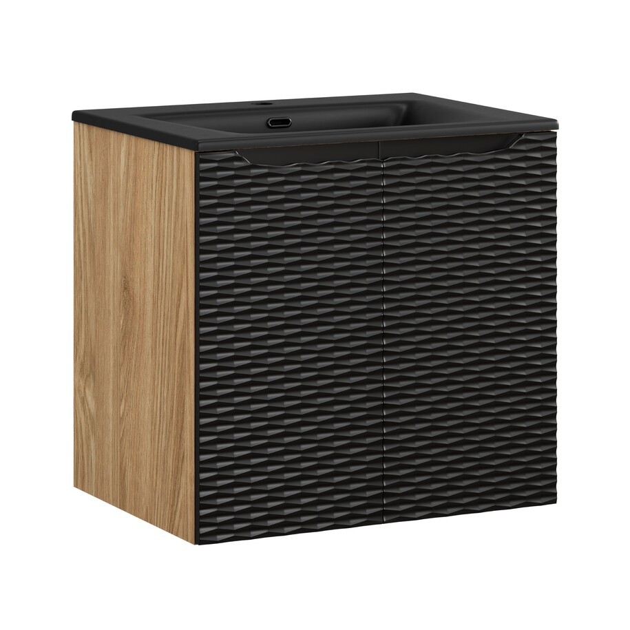 Comad Závěsná skříňka Ocean Sky II se zápustným umyvadlem 60 cm černá/dub olejovaný