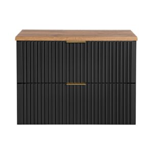 Comad Závěsná skříňka pod umyvadlo Casad II s deskou 80 cm černá/dub wotan