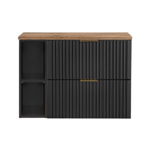 Comad Závěsná skříňka pod umyvadlo Casad s deskou 80 cm černá/dub wotan