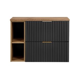 Comad Závěsná skříňka pod umyvadlo Casad s deskou 80 cm černá/dub wotan