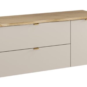Comad Závěsná skříňka pod umyvadlo Dalia Cashmere Nature s deskou a košem na prádlo 120 cm béžová/dub cremona