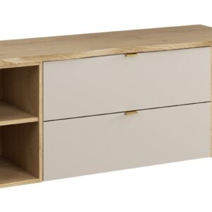 Comad Závěsná skříňka pod umyvadlo Dalia Cashmere Nature s deskou a regály 120 cm dub cremona/kašmírová
