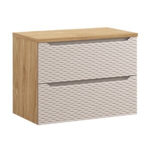 Comad Závěsná umyvadlová skříňka Ocean s deskou 80 cm béžová/dub olejovaný