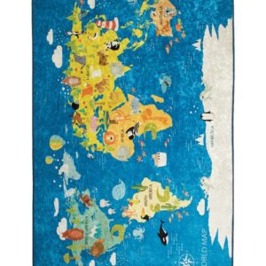 Conceptum Hypnose Dětský koberec World Map 200x290 cm modrý