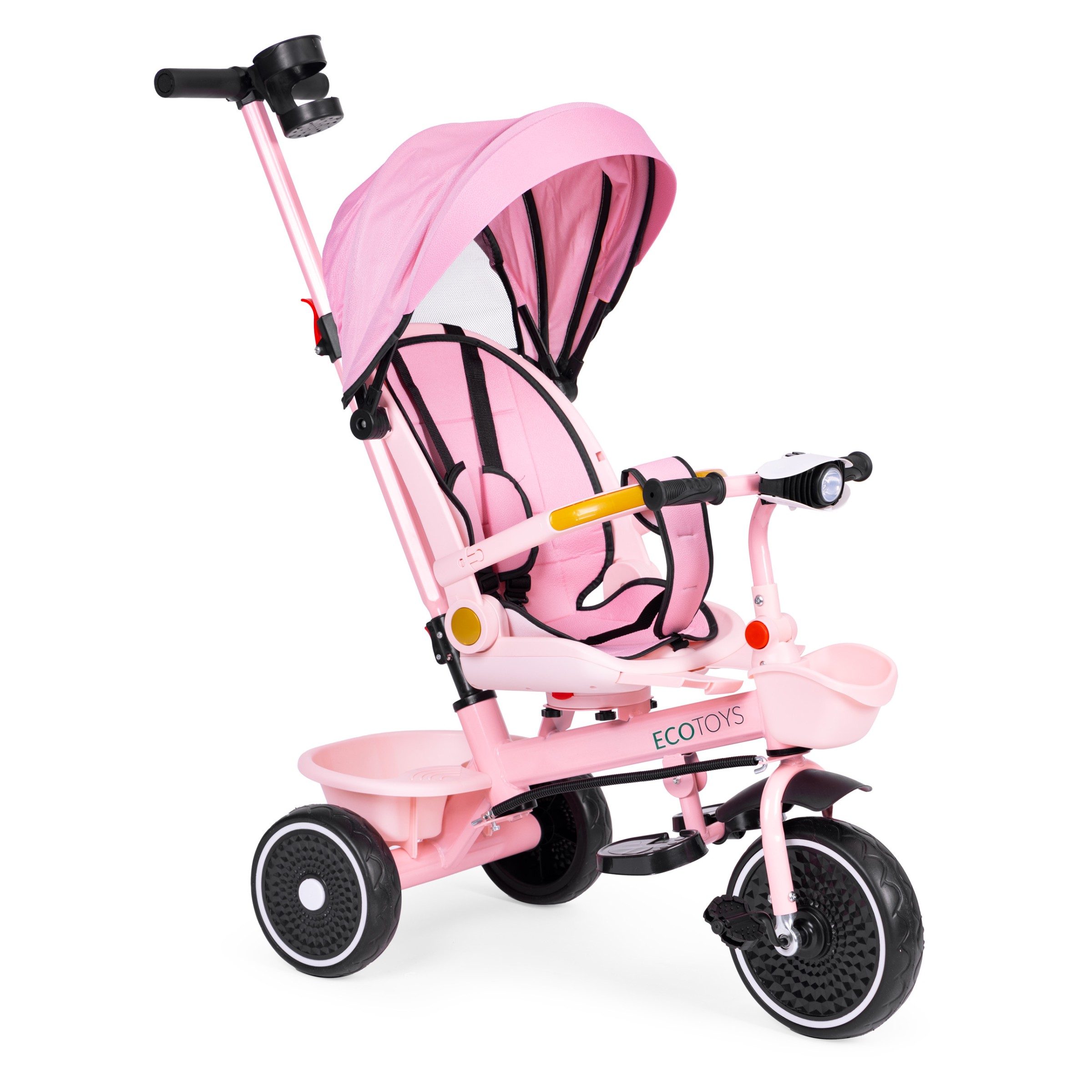 Dětská tříkolka - kočárek Ecotoys HEAVEN 2v1 růžová - Obrázek 2