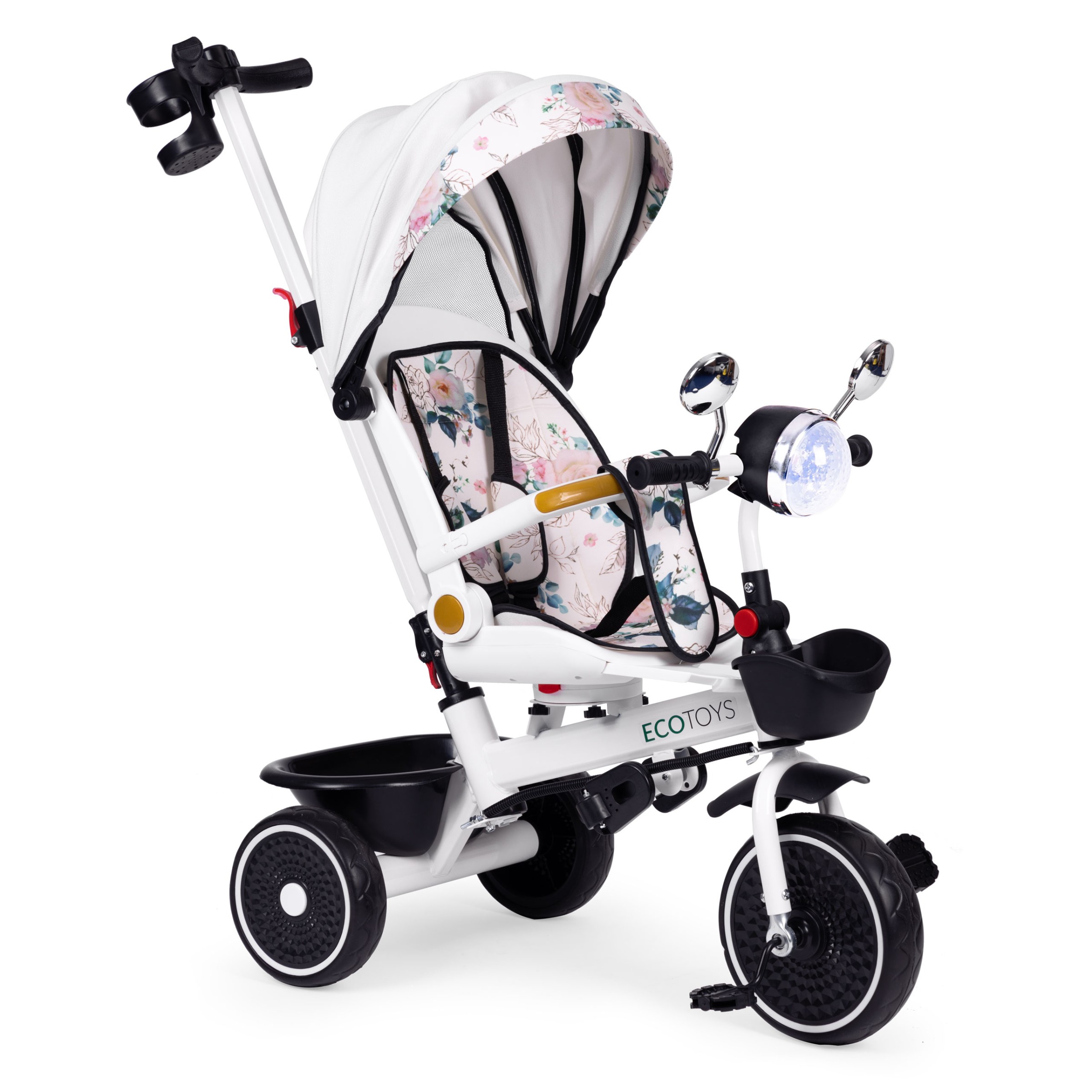 Dětská tříkolka - kočárek Ecotoys HEAVEN 3v1 bílá/černá - Obrázek 2