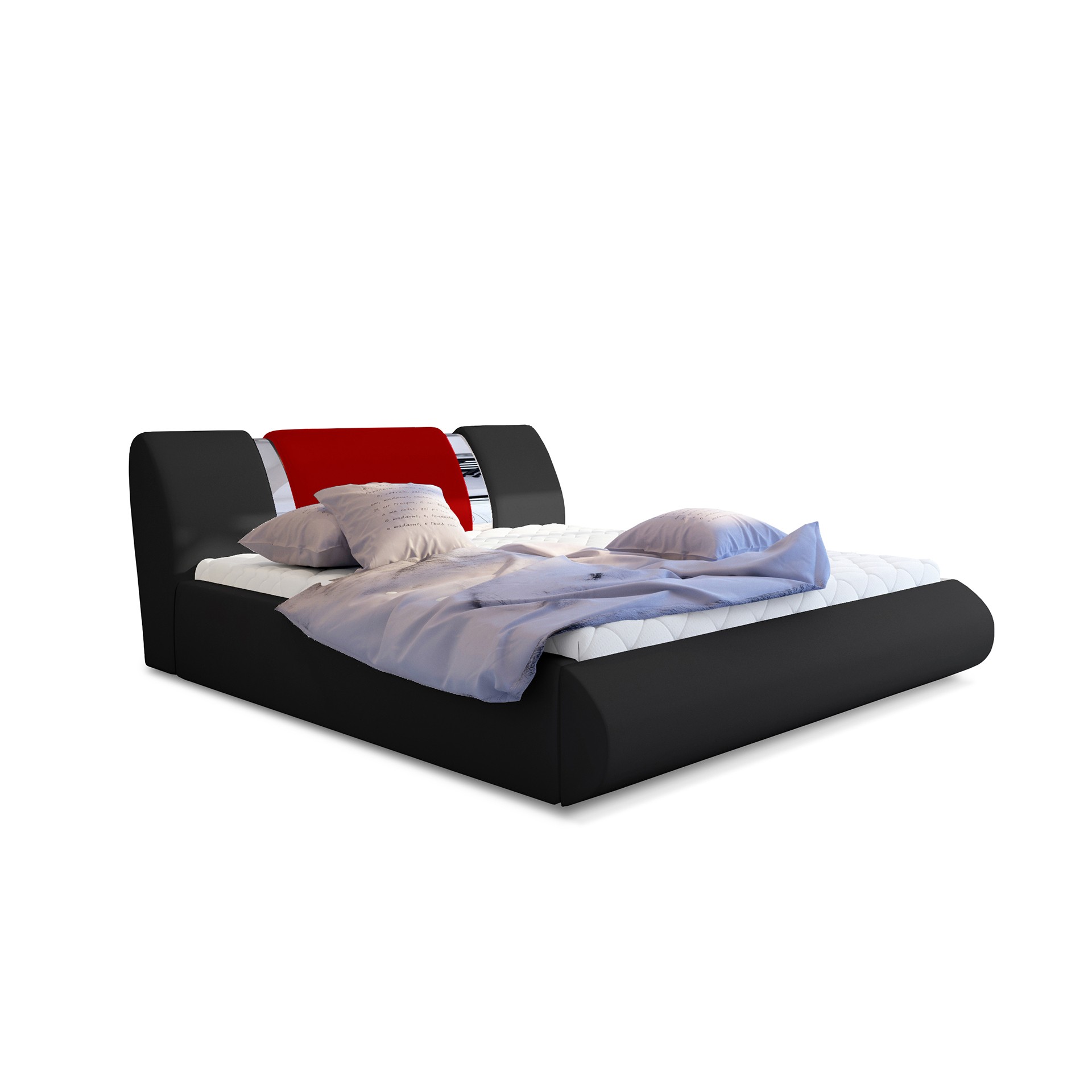 Eltap Dvoulůžková postel Flavio 140x200 eko kůže Soft 11 černá/Soft 10 červená