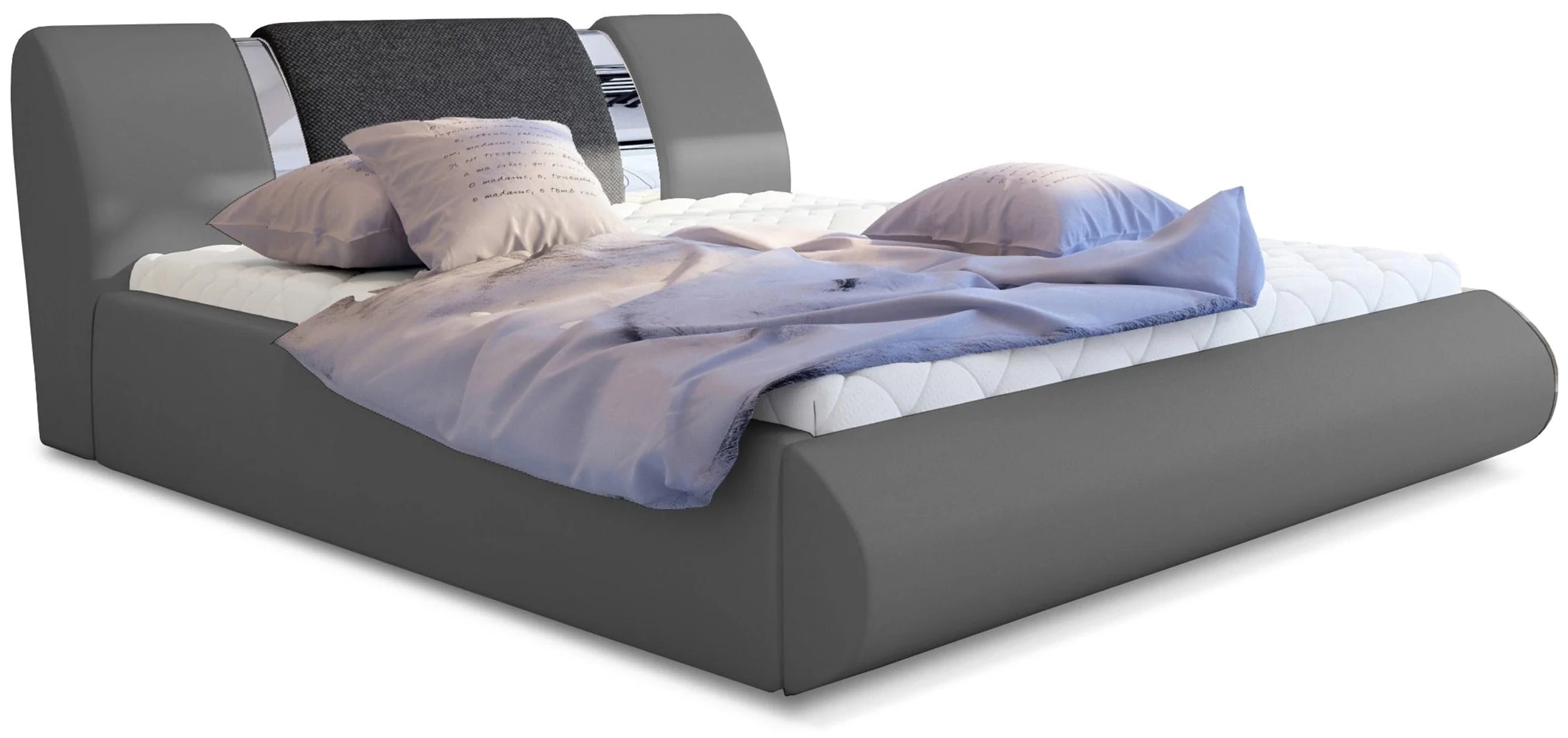 Eltap Dvoulůžková postel Flavio 160x200 eko kůže Soft 29 šedá/Inari 96 tmavě šedá