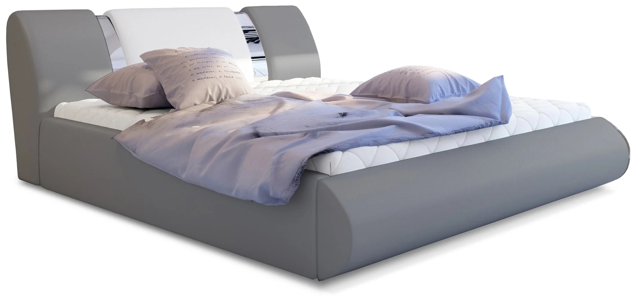 Eltap Dvoulůžková postel Flavio 160x200 eko kůže Soft 29 šedá/Soft 17 bílá