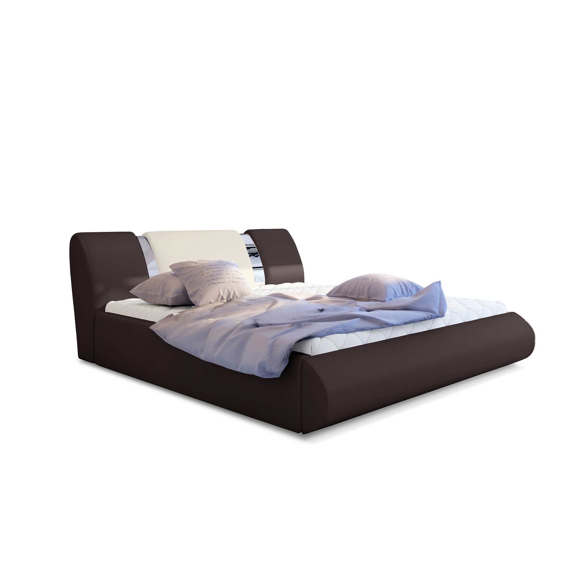 Eltap Dvoulůžková postel Flavio 180x200 eko kůže Soft 66 hnědá/Soft 33 béžová