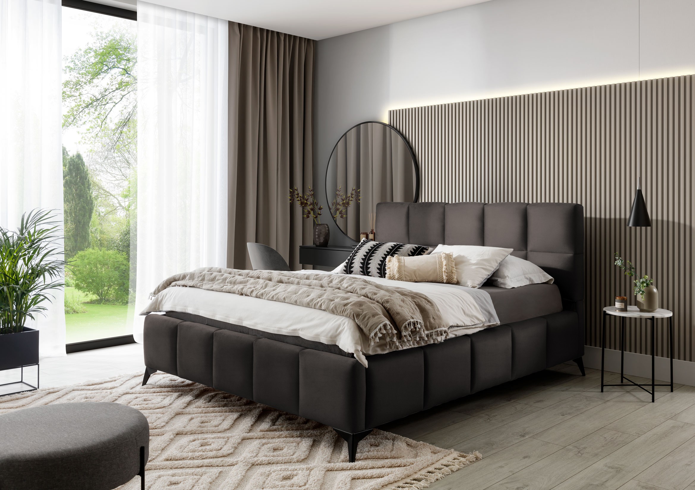 Eltap Dvoulůžková postel MIST 140x200 Riviera 97 tmavě šedá