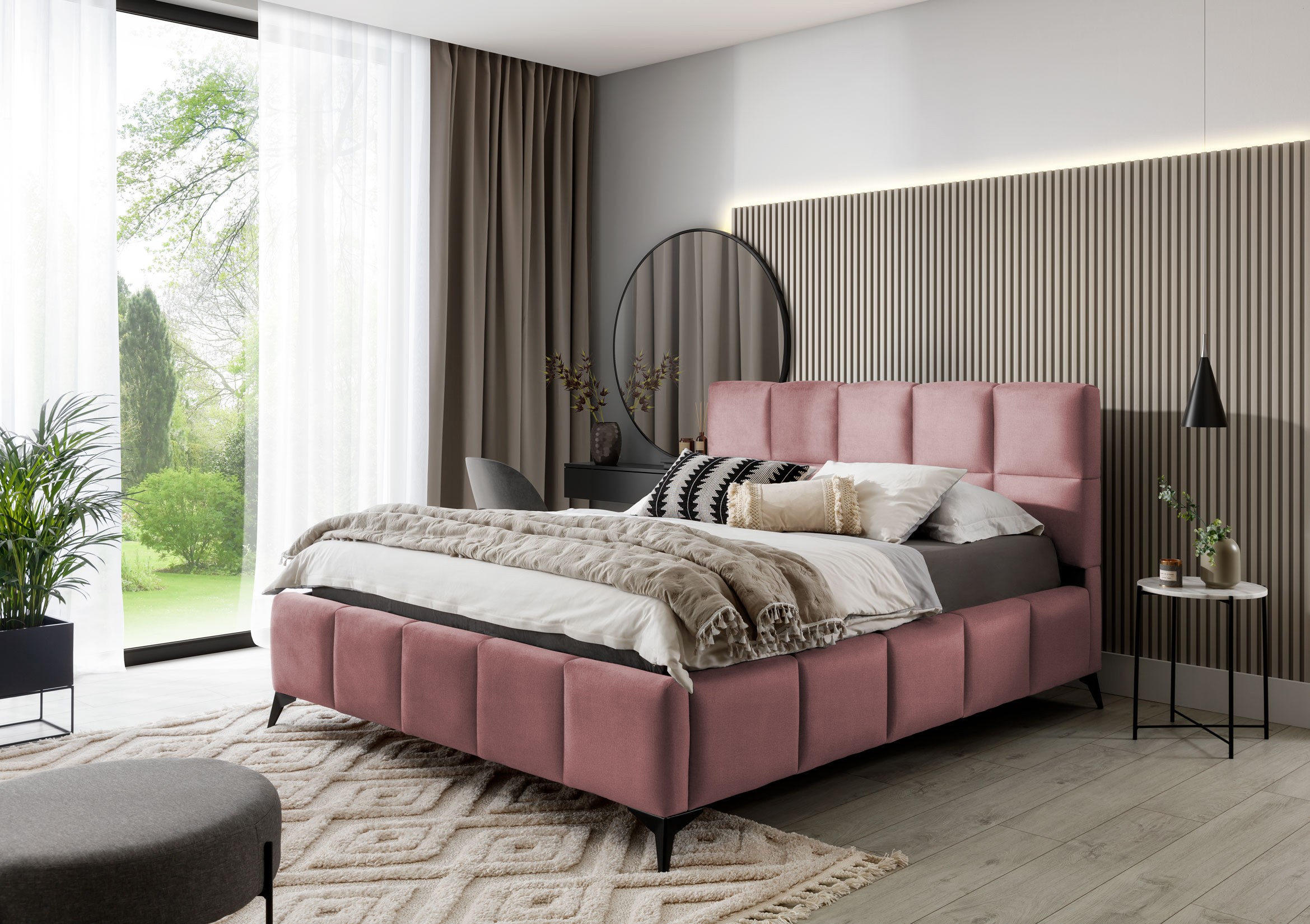 Eltap Dvoulůžková postel MIST 160x200 Velvetmat 24 růžová - Obrázek 2
