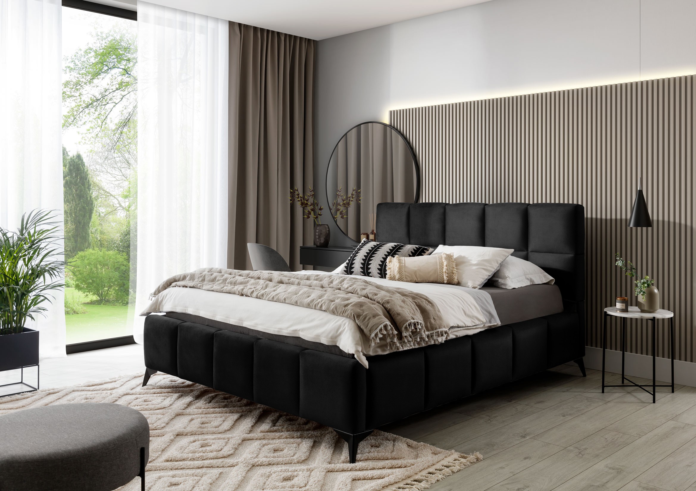 Eltap Dvoulůžková postel MIST 180x200 Velvetmat 10 černá - Obrázek 2
