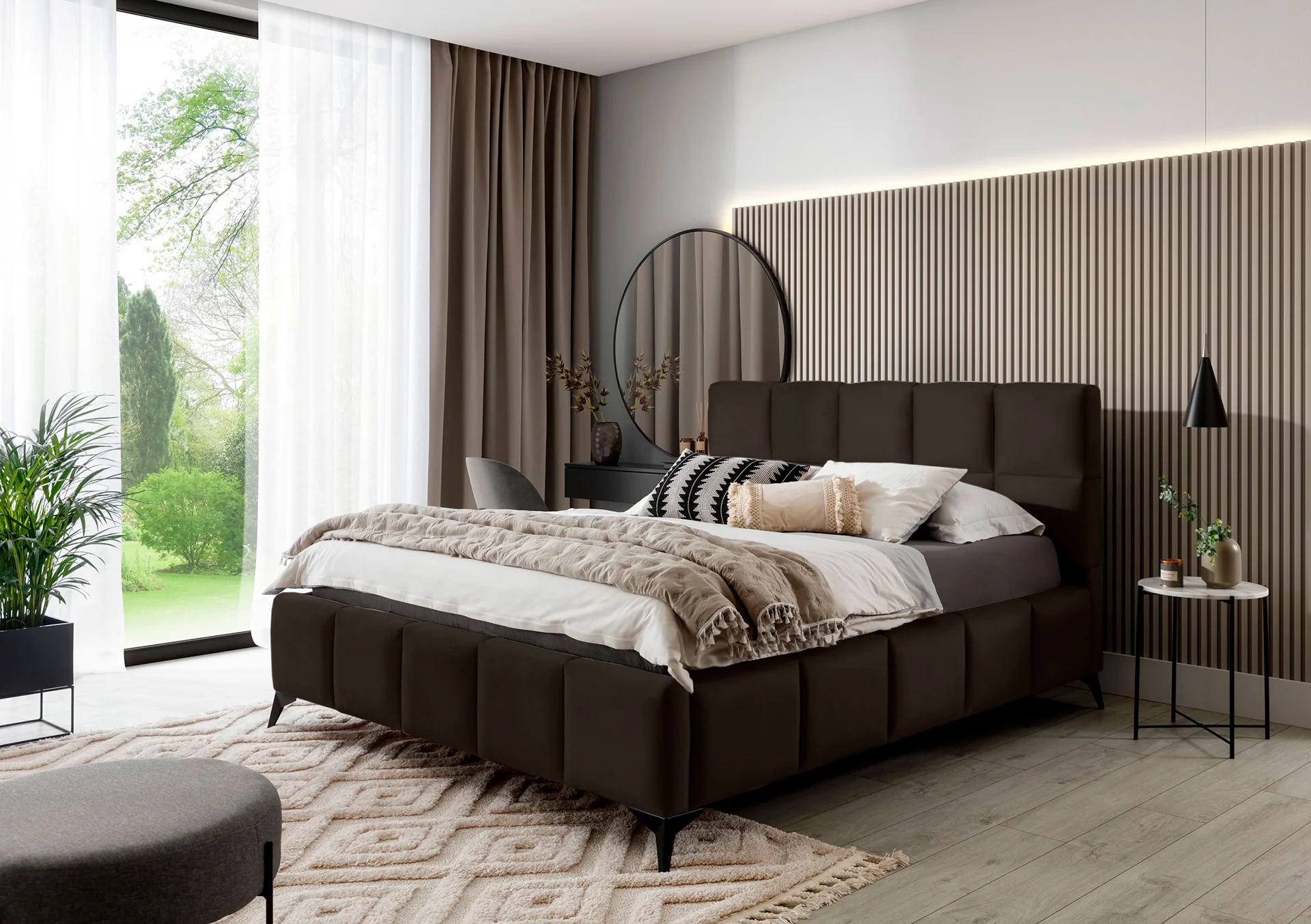 Eltap Dvoulůžková postel MIST 180x200 Velvetmat 22 tmavě hnědá - Obrázek 2