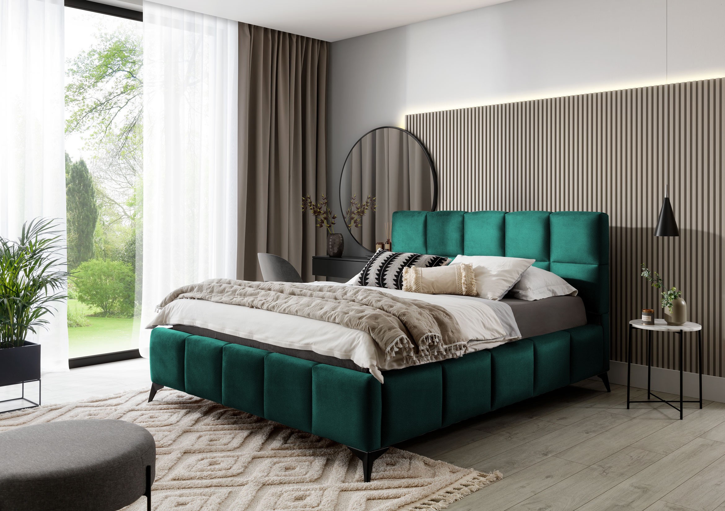 Eltap Dvoulůžková postel MIST 180x200 Velvetmat 38 zelená - Obrázek 2