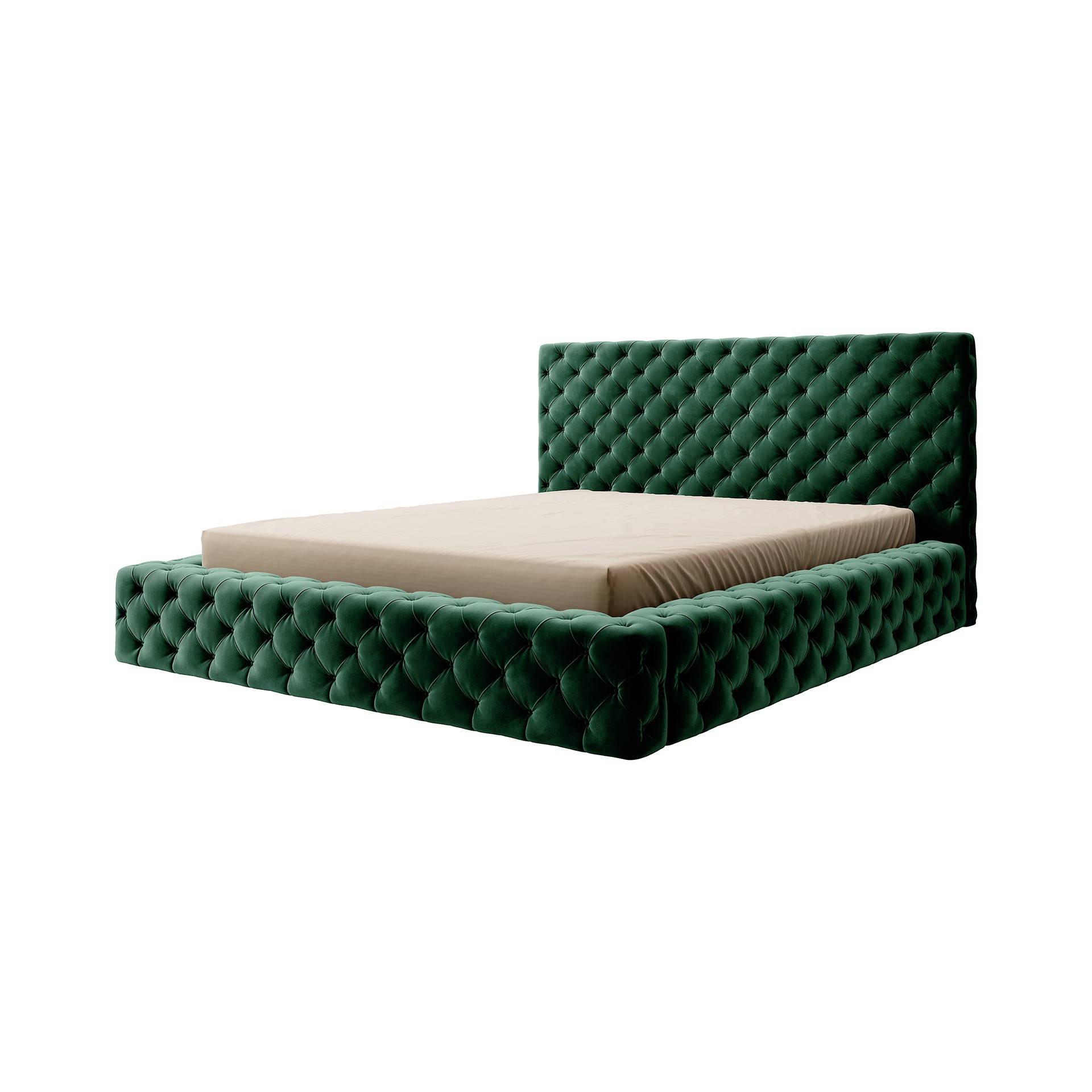 Eltap Dvoulůžková postel PRINCCE 160x200 Lukso 35 láhvově zelená
