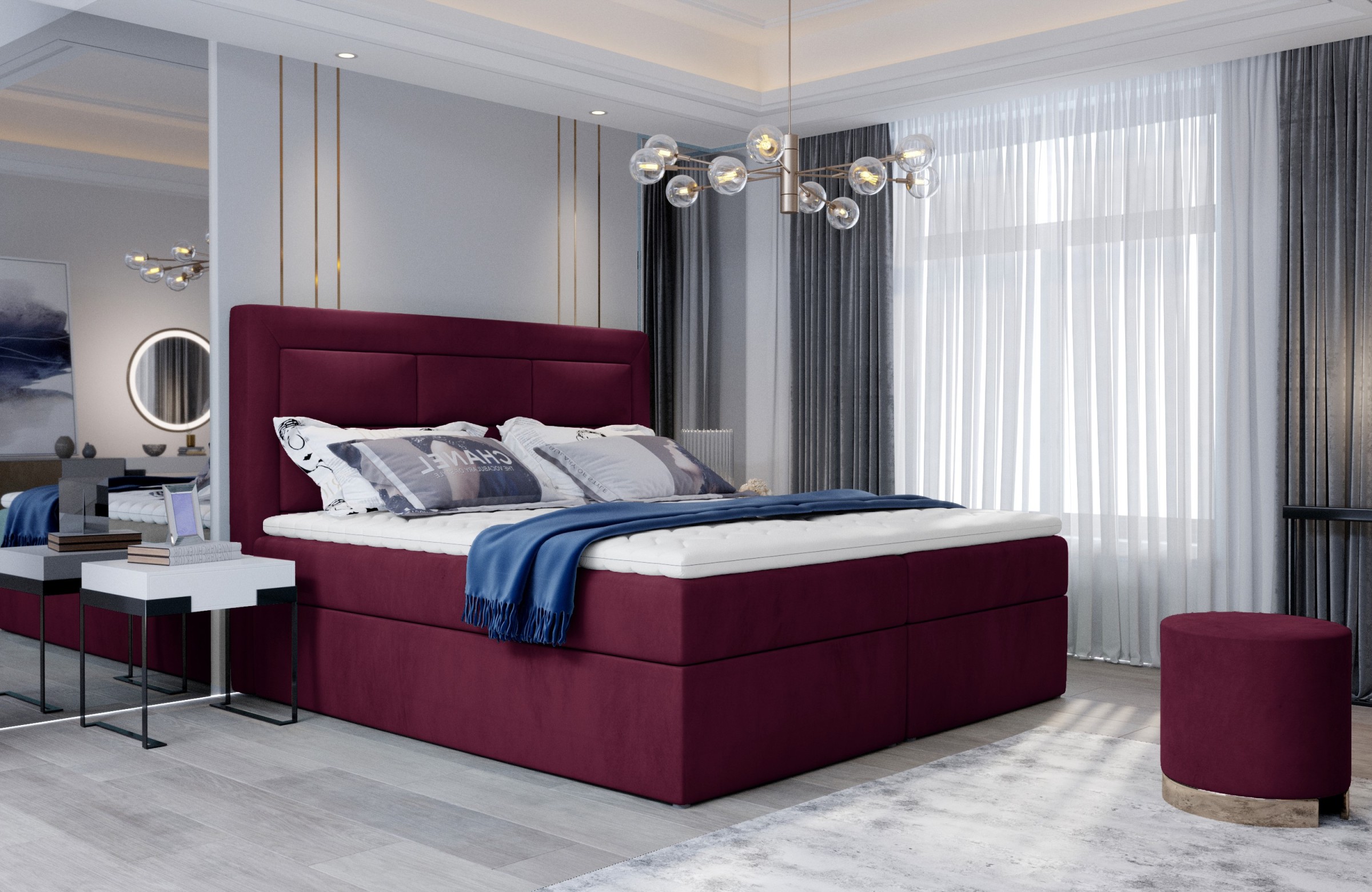 Eltap Dvoulůžková postel VIVRE 140x200 Mat Velvet 68 vínová - Obrázek 2
