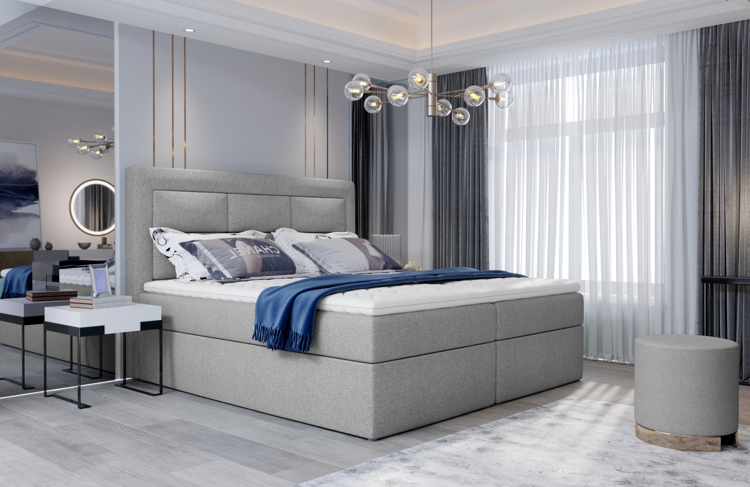 Eltap Dvoulůžková postel VIVRE 160x200 Grande 81 světle šedá - Obrázek 2