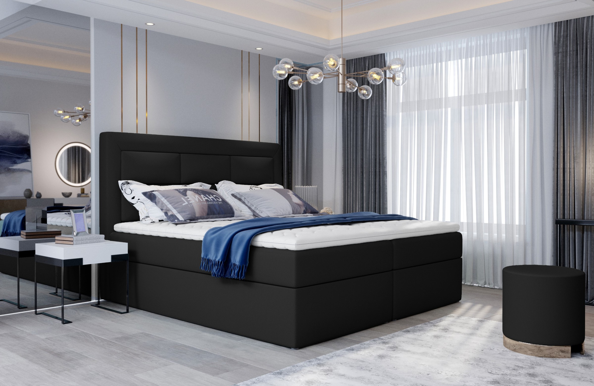 Eltap Dvoulůžková postel VIVRE 180x200 eko kůže Soft 11 černá - Obrázek 2