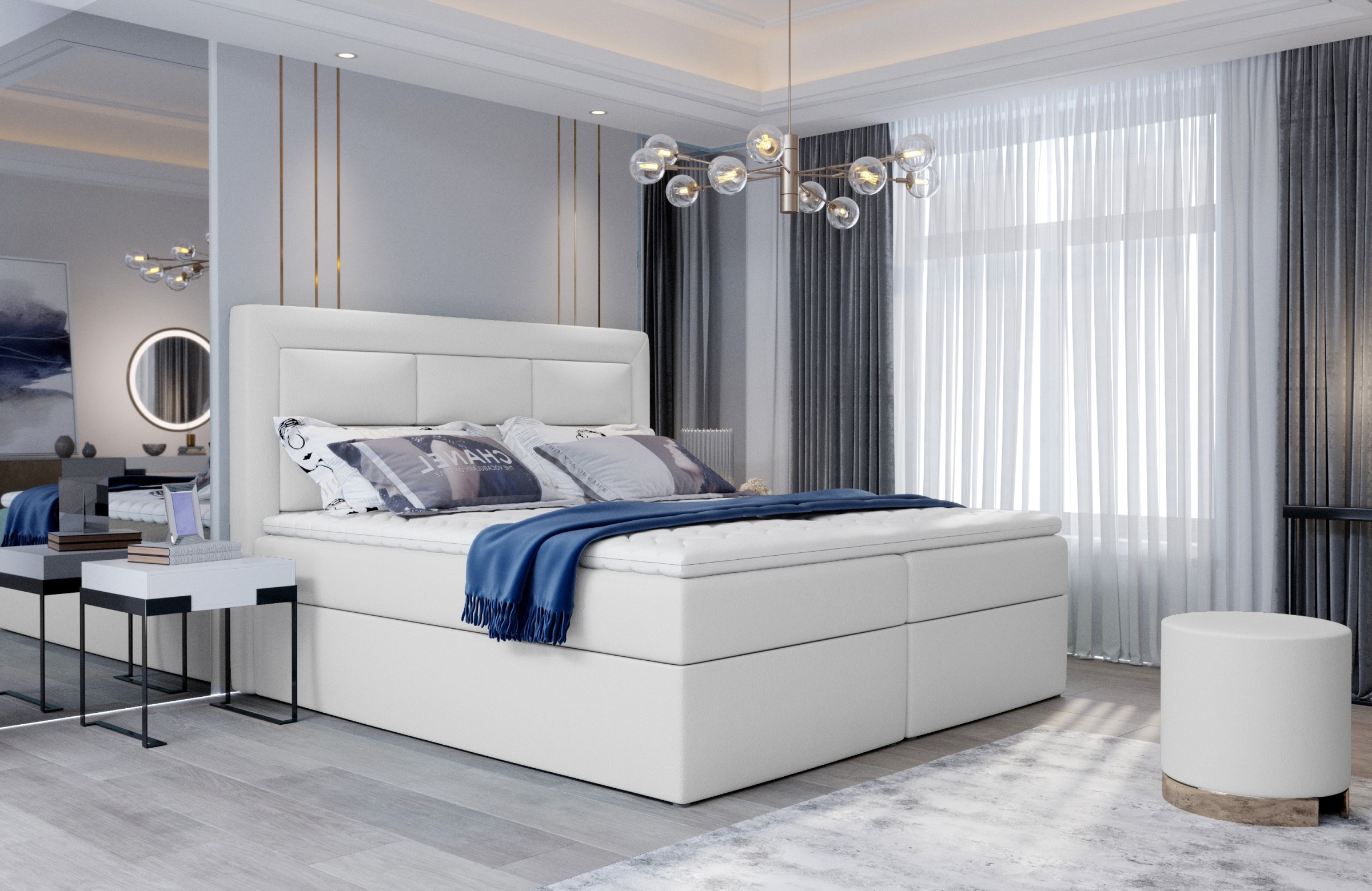 Eltap Dvoulůžková postel VIVRE 180x200 eko kůže Soft 17 bílá - Obrázek 2