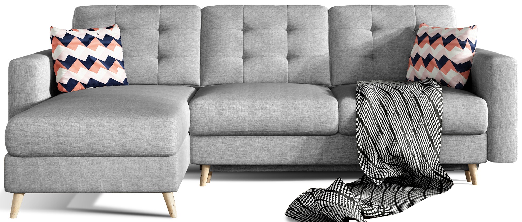 Eltap Rohová rozkládací sedací souprava ASGARD L 248 cm Cover 87/Zigzag 60 šedá univerzální