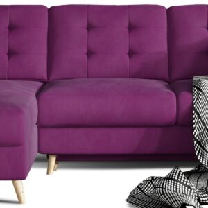 Eltap Rohová rozkládací sedací souprava ASGARD L 248 cm Mat Velvet 68 vínová univerzální